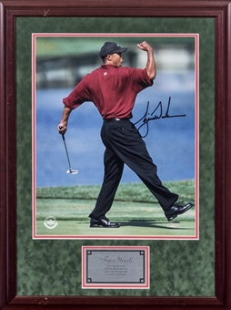 Tiger Woods Autographed and Framed 16x20 "Fist Pump" Photograph (UDA)